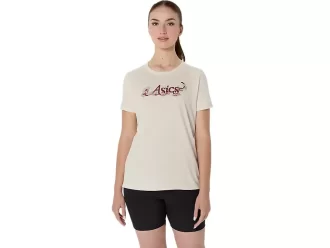 NAISTEN ASICS FLORAL SLOGAN -LYHYTHIHAINEN T-PAITA