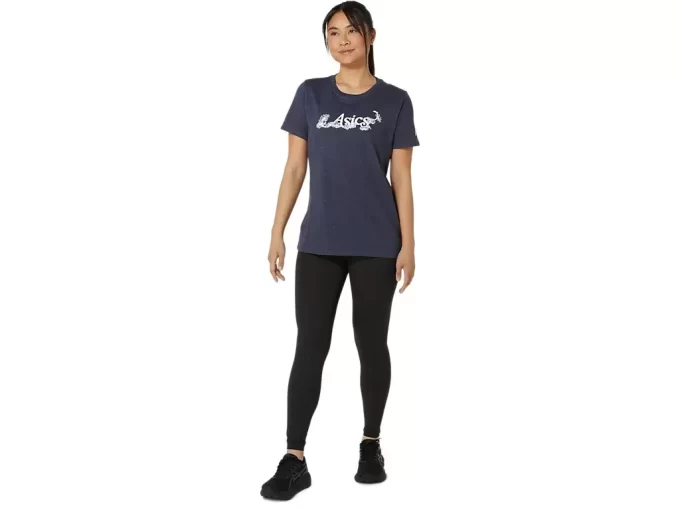 NAISTEN ASICS FLORAL SLOGAN -LYHYTHIHAINEN T-PAITA