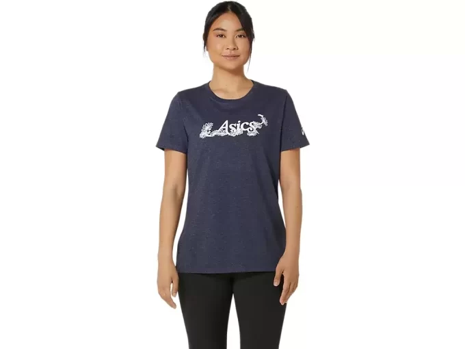 NAISTEN ASICS FLORAL SLOGAN -LYHYTHIHAINEN T-PAITA