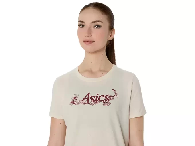 NAISTEN ASICS FLORAL SLOGAN -LYHYTHIHAINEN T-PAITA