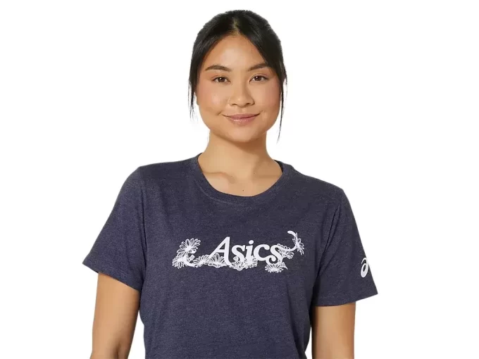 NAISTEN ASICS FLORAL SLOGAN -LYHYTHIHAINEN T-PAITA