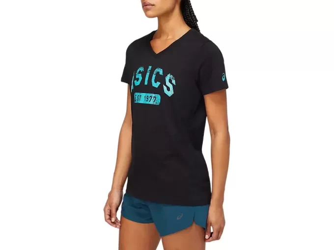 NAISTEN LYHYTHIHAINEN V-AUKKOINEN T-PAITA, PER. 1977